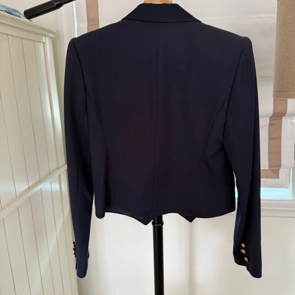 Vintage Valentino Miss V Navy Cropped Blazer with Gold Buttons - Picture 2 of 11